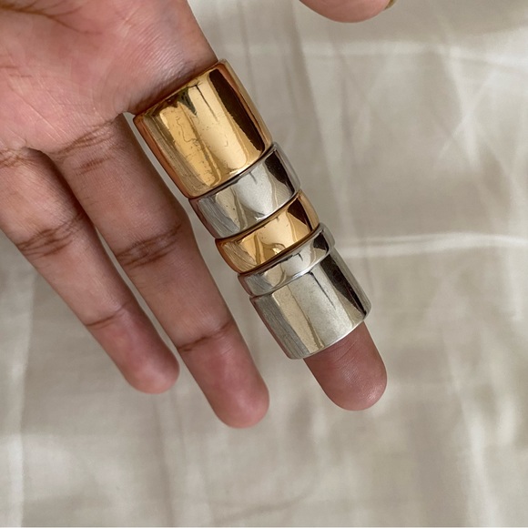 Forever21 Silver and gold ring set of different lengths set of 5. - Picture 4 of 4